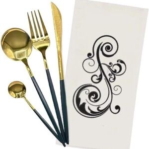 Elegant Gold and Black Flatware Set